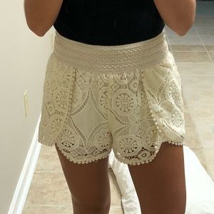 Aqua lace/crochet shorts